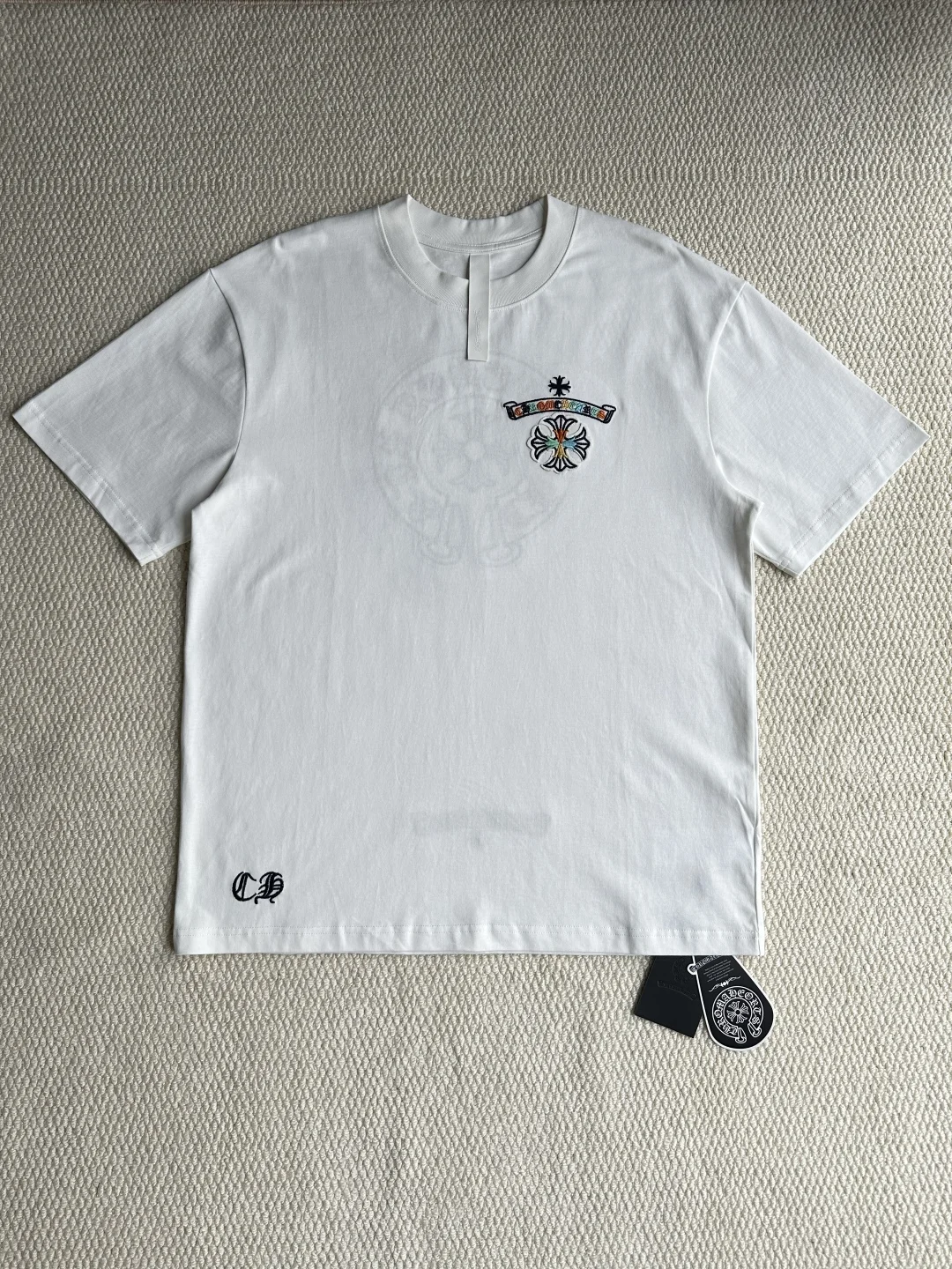 Chrome Hearts SS25 White Horseshoe Sanskrit Colorful Letter T-Shirt