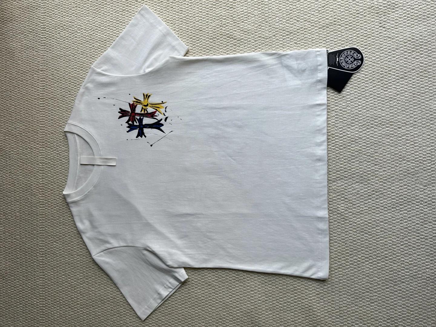 Chrome Hearts SS25 White Painted Cross & Sanskrit Inkjet T-Shirt