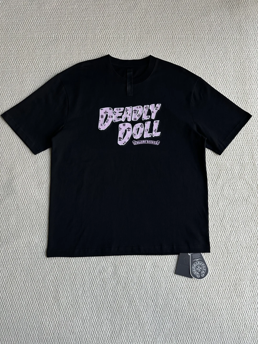 Chrome Hearts Black "DEADLY DOLL" Graphic Print Heavy-Cotton T-Shirt