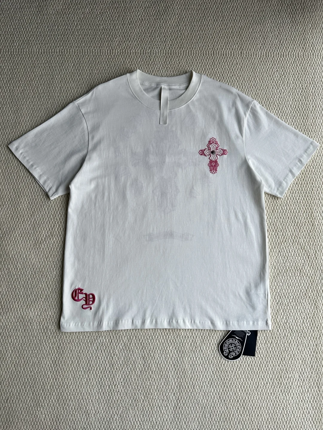 Chrome Hearts White Classic Letter Embroidery & Patch T-Shirt