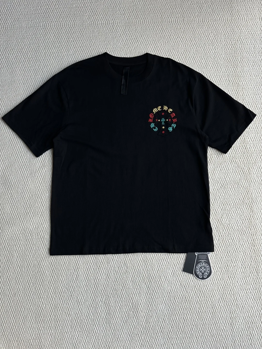 Chrome Hearts Black Classic Cross Colorful Horseshoe T-Shirt