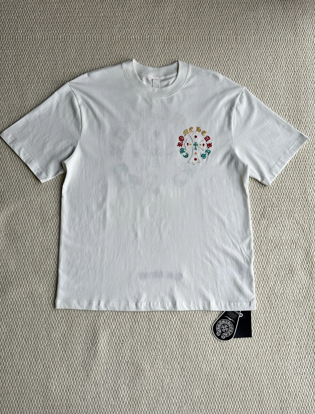 Chrome Hearts White Classic Cross Colorful Horseshoe T-Shirt