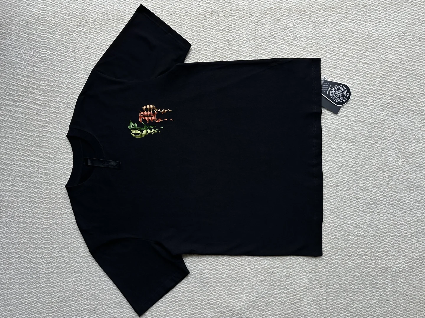 Chrome Hearts Black Mosaic Sanskrit Letter Embroidery T-Shirt