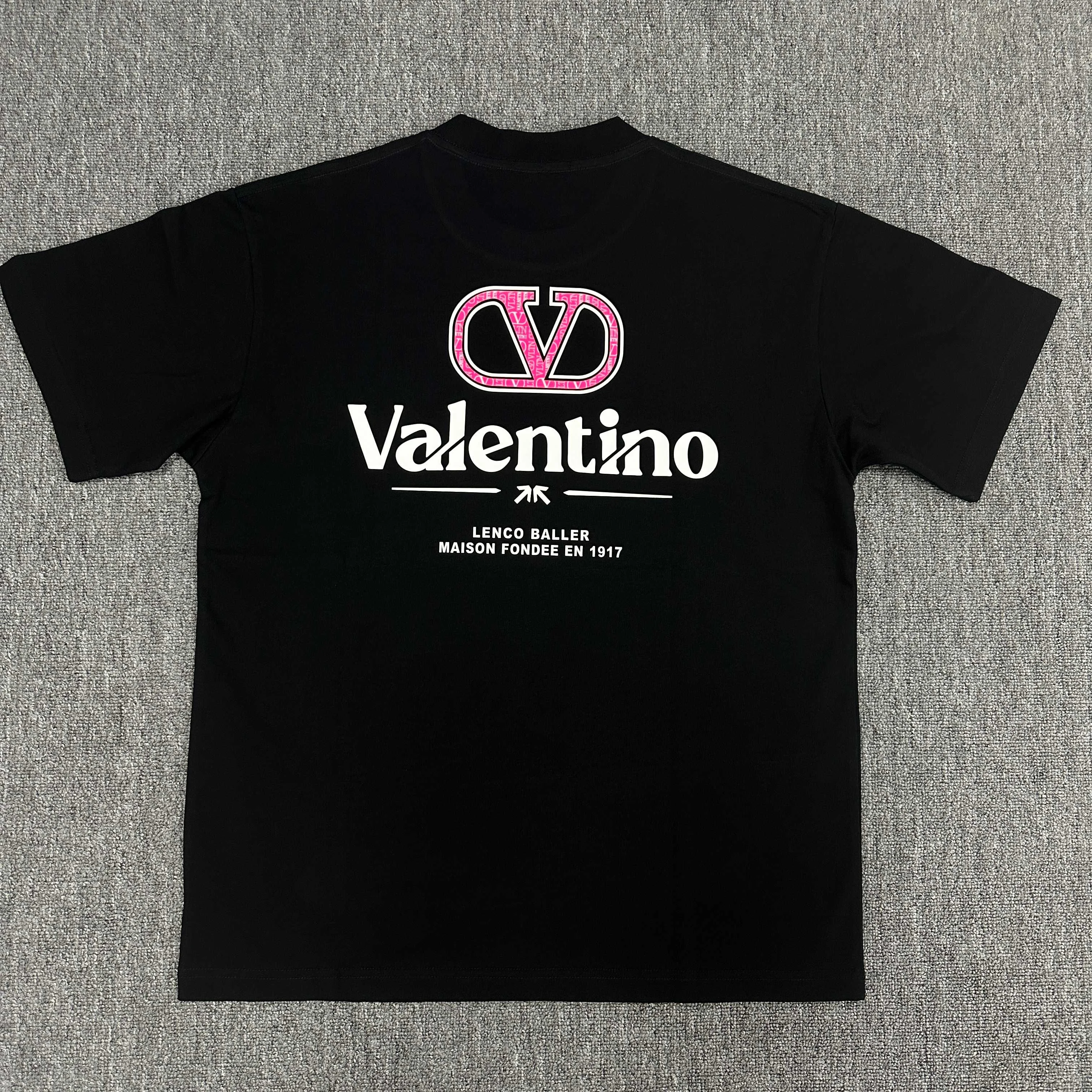 Valentino 2025SS Black 3D Silicone Craft Double-Yarn Cotton T-Shirt