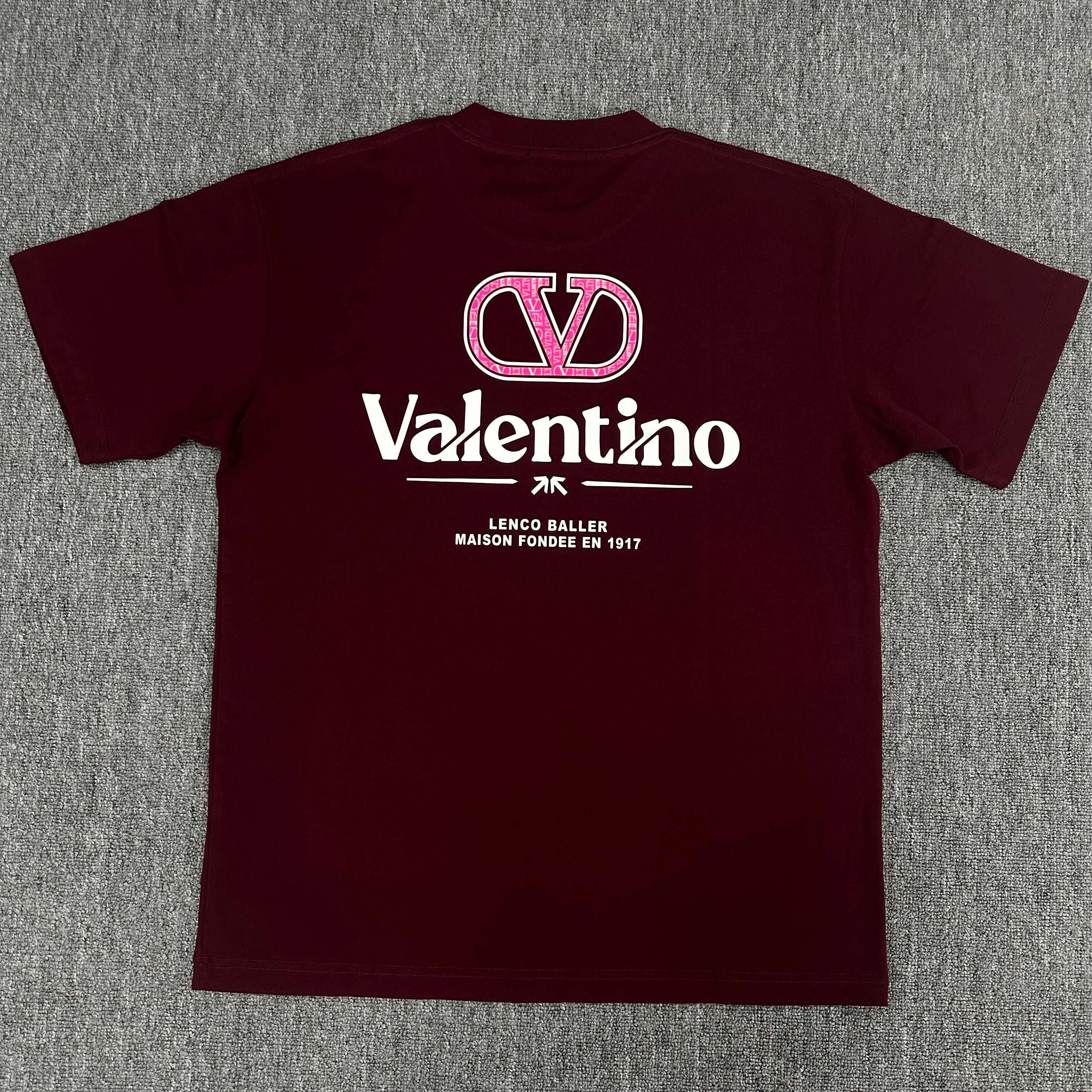 Valentino 2025SS Angola Red 3D Silicone Craft Double-Yarn T-Shirt