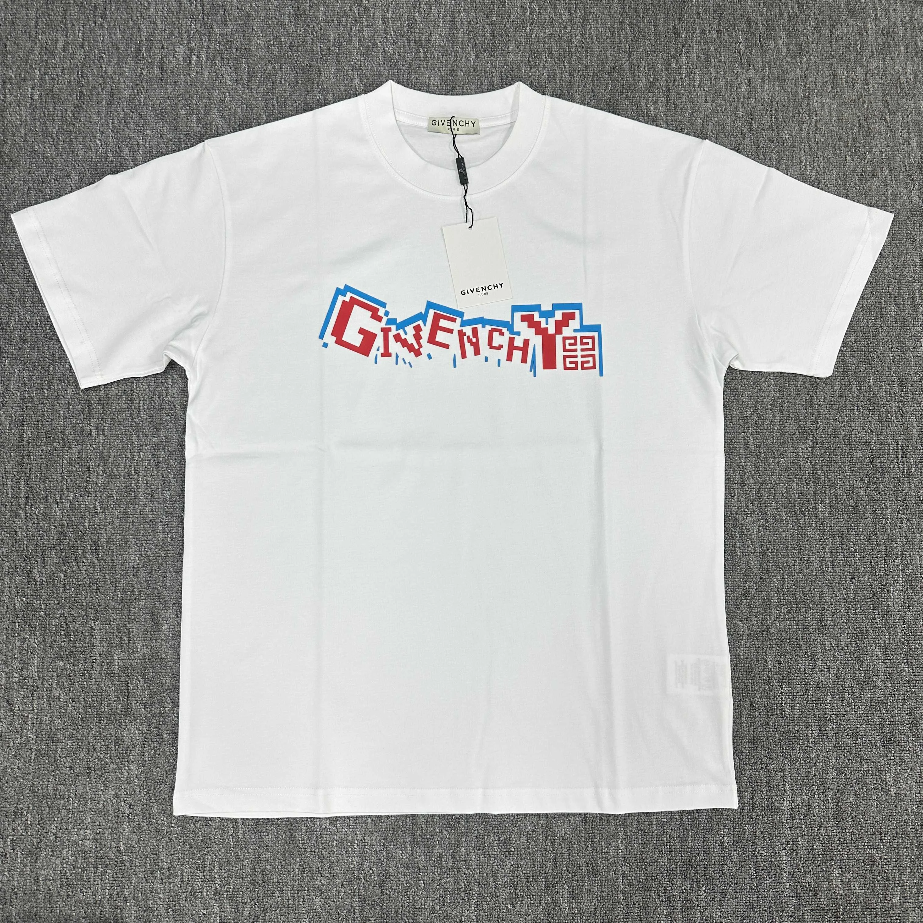 Givenchy 2025SS White 3D Silicone Totem Letter Double-Yarn T-Shirt