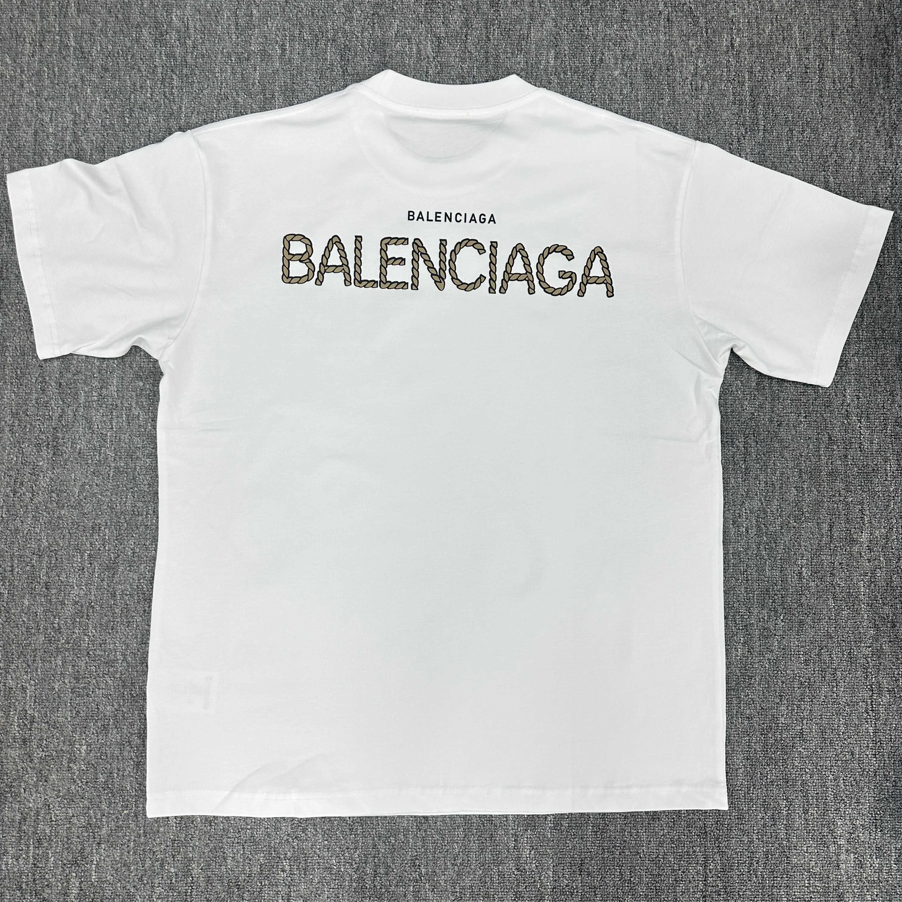 Balenciaga 2025SS White Rope-Styled Letter Cotton T-Shirt