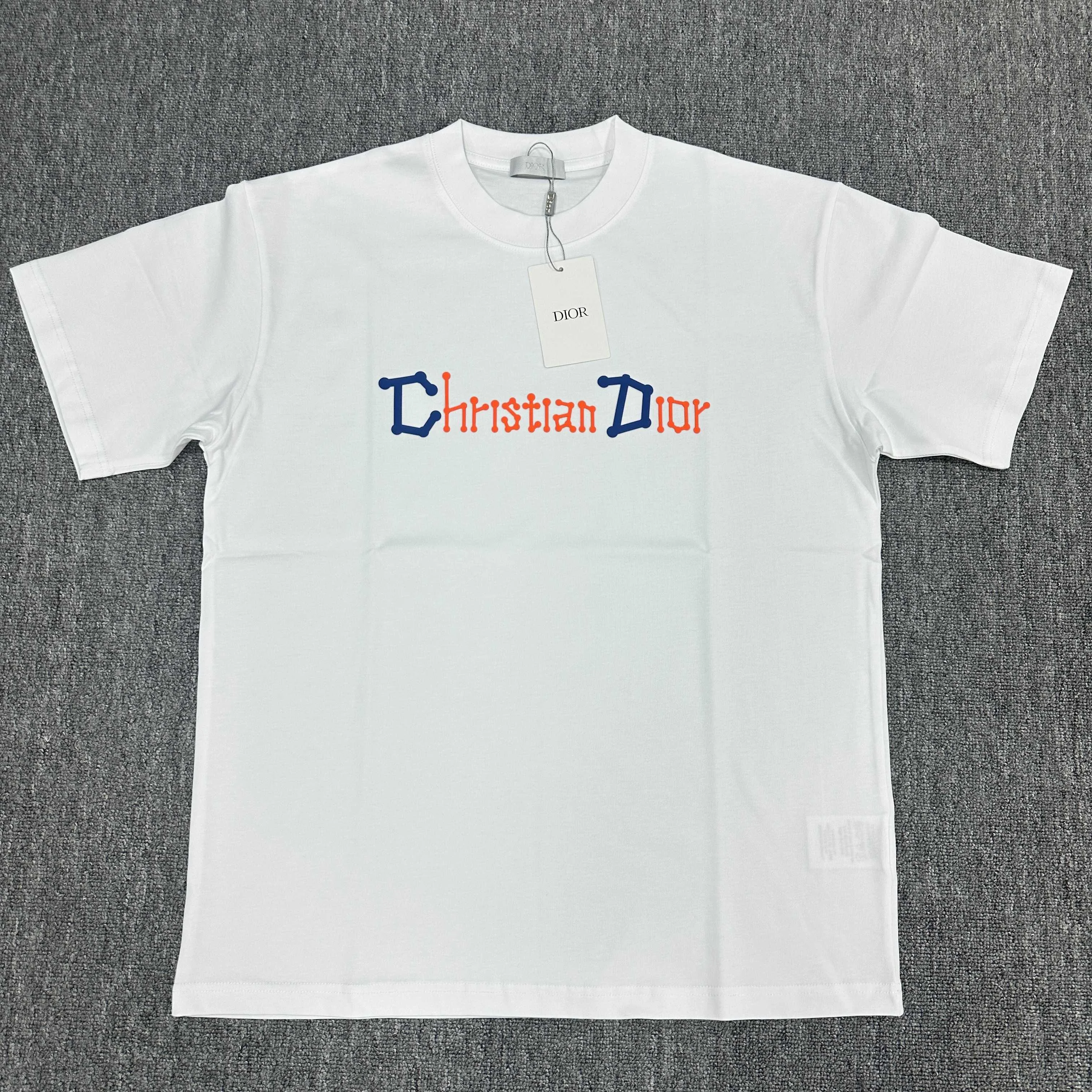 Dior 2025SS White Thick 3D Silicone Letter Double-Yarn T-Shirt