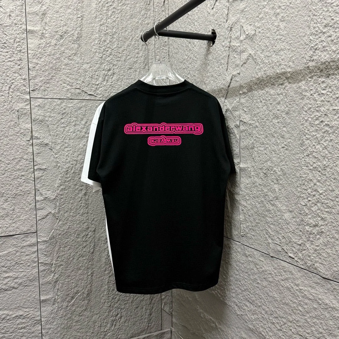 Alexander Wang 2025SS Black Pink Letter Wang Silicone T-Shirt