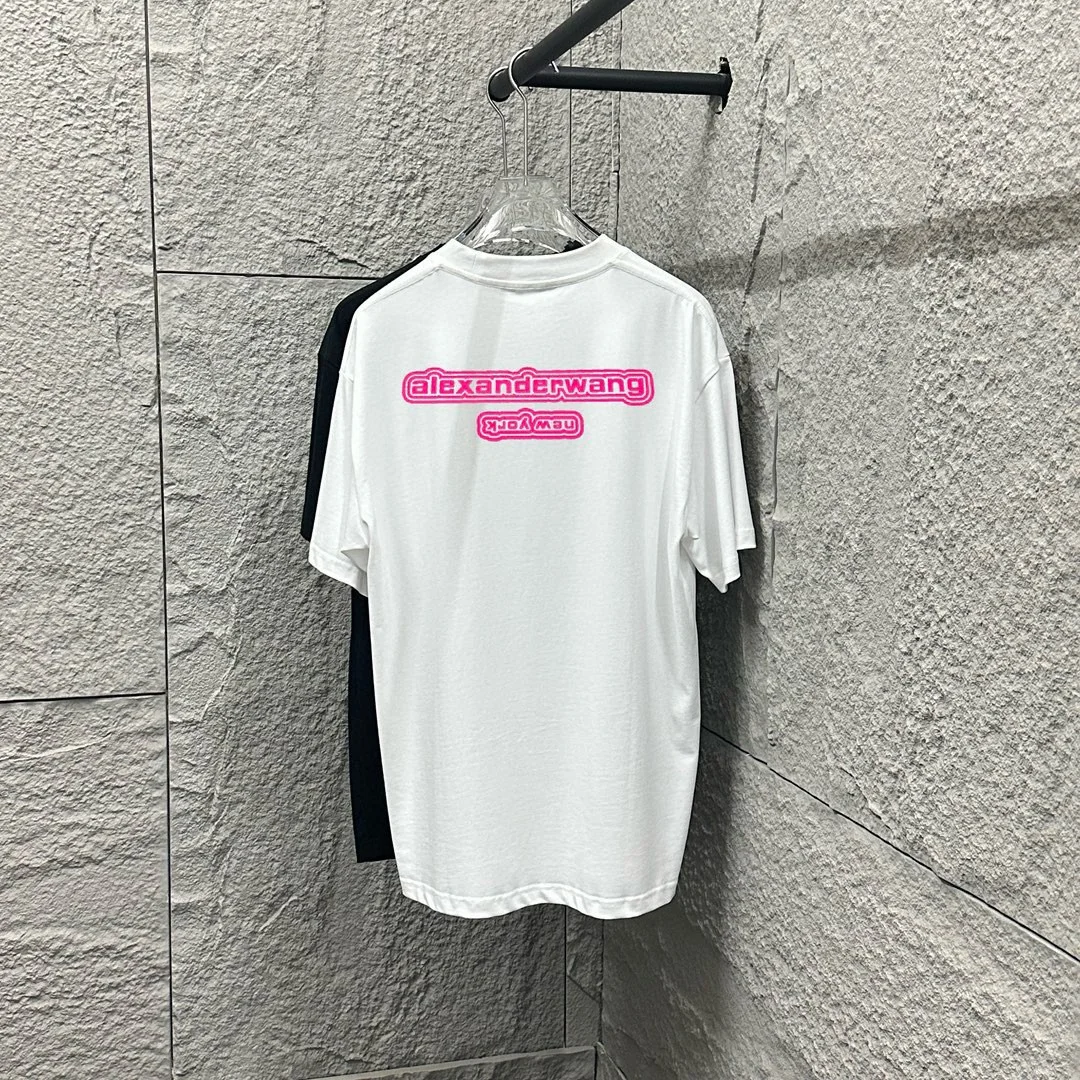 Alexander Wang 2025SS White/Black Pink Letter Silicone T-Shirt