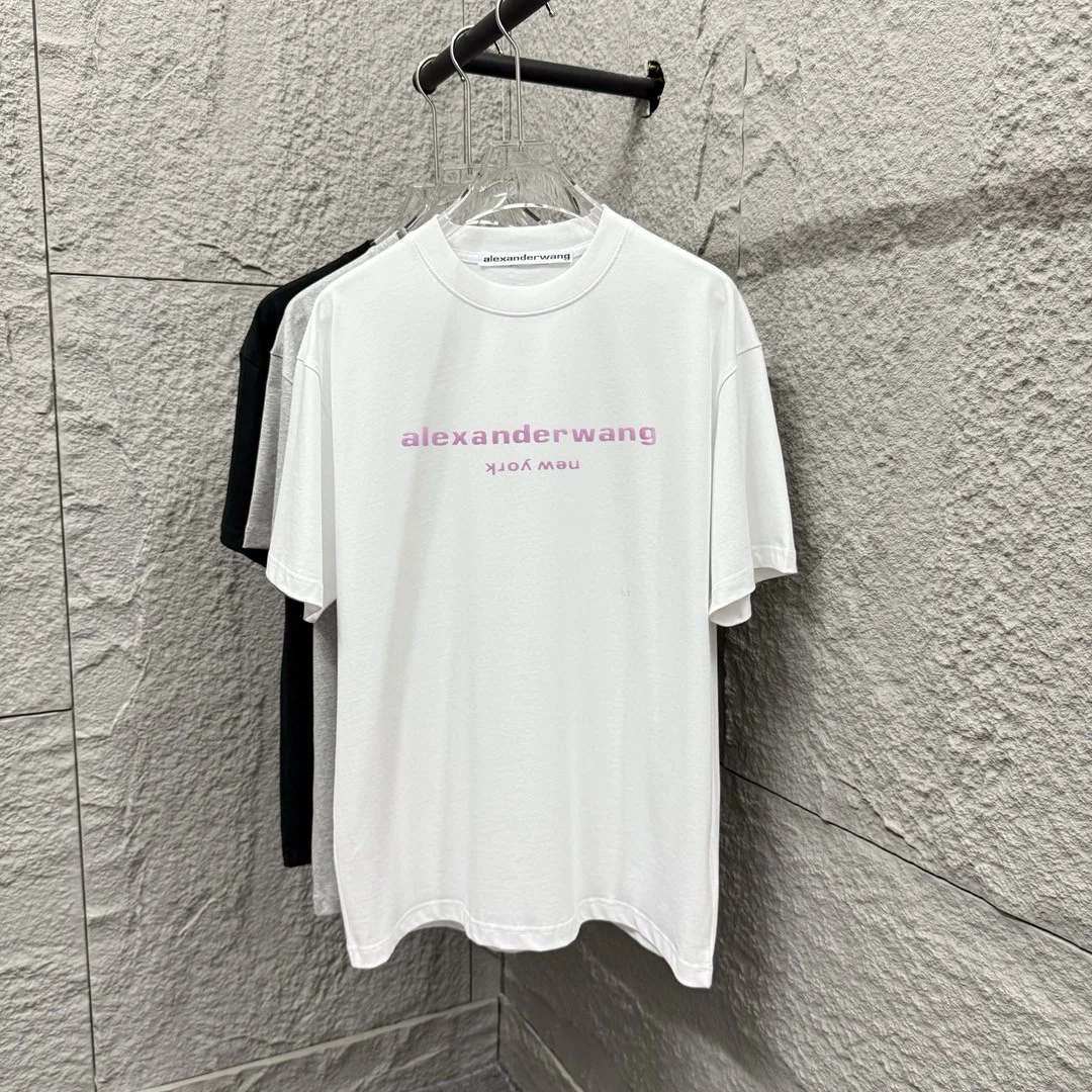 Alexander Wang 2025SS White/Black Pink Letter Foam Print T-Shirt
