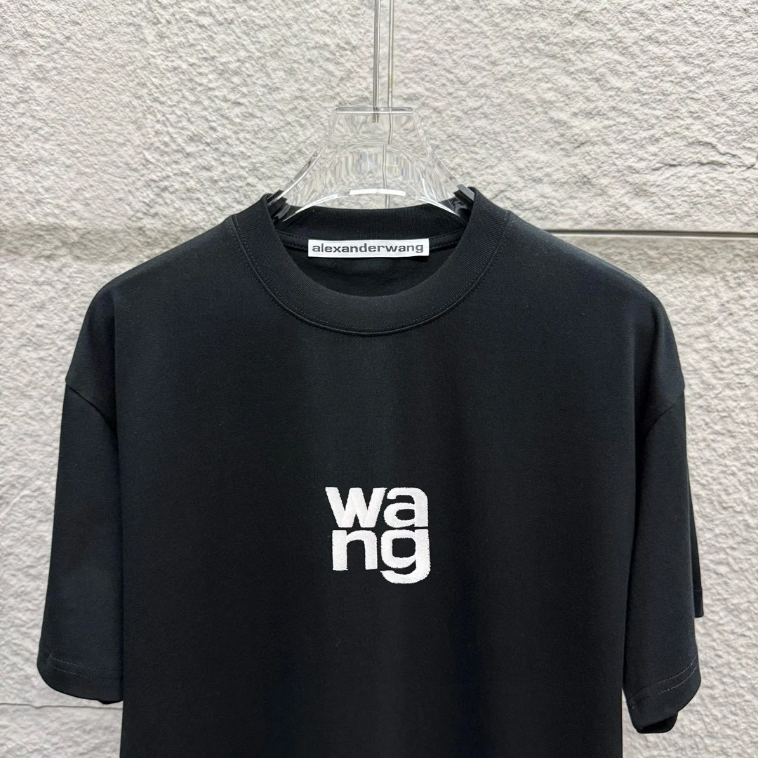 Alexander Wang 2025SS Black "wang" Embroidery & Back Print T-Shirt
