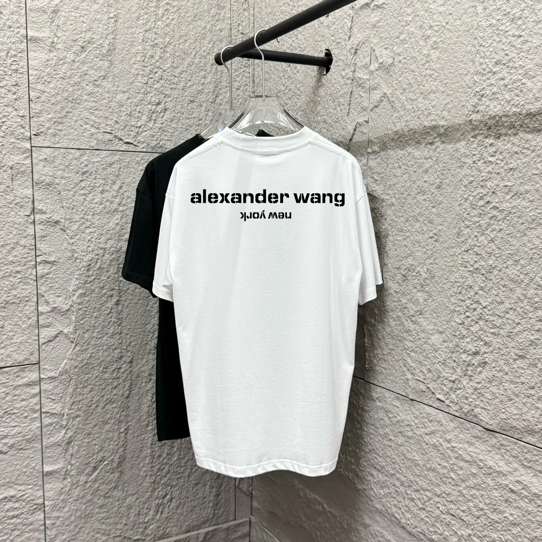 Alexander Wang 2025SS Black/White "wang" Embroidery Back Print T-Shirt