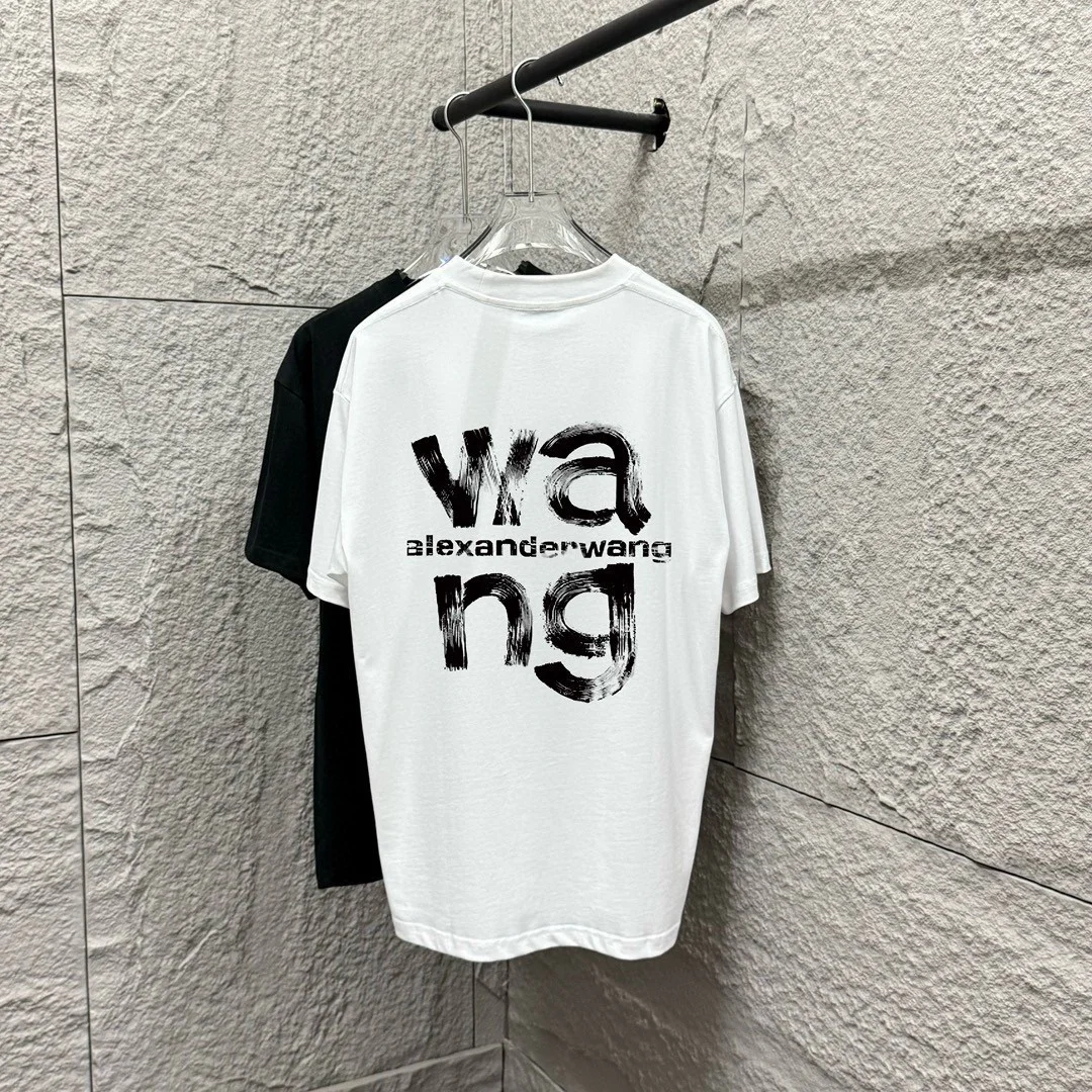 Alexander Wang 2025SS White/Black/Light Pink Wang Letter T-Shirt