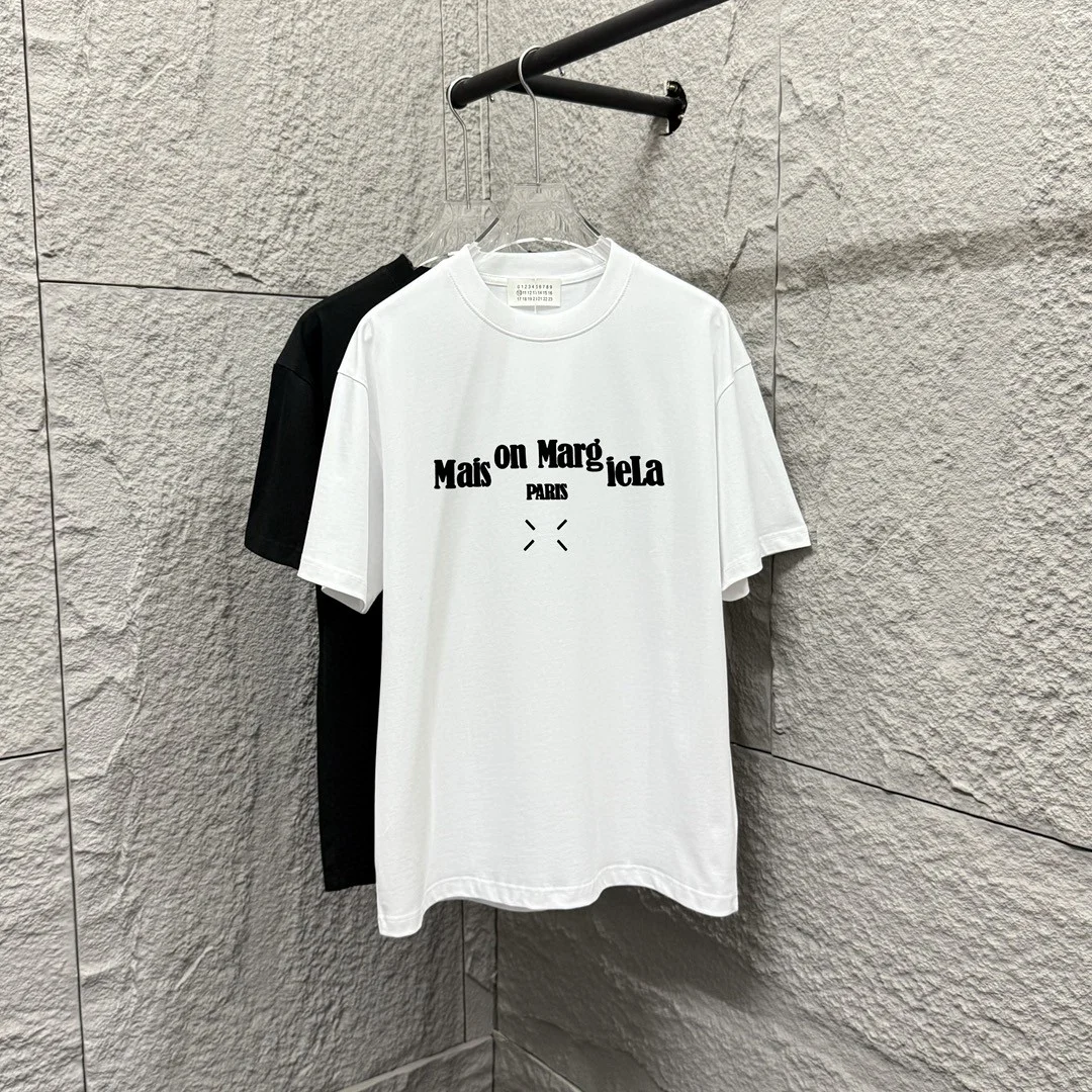 Maison Margiela 2025SS White/Black Foam Print Double-Yarn T-Shirt
