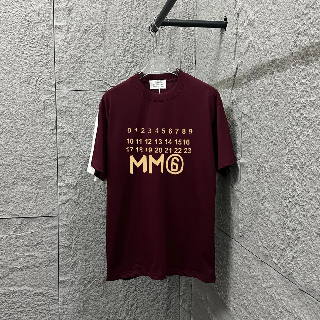 Maison Margiela 2025SS Angola Red Digital Letter Print T-Shirt