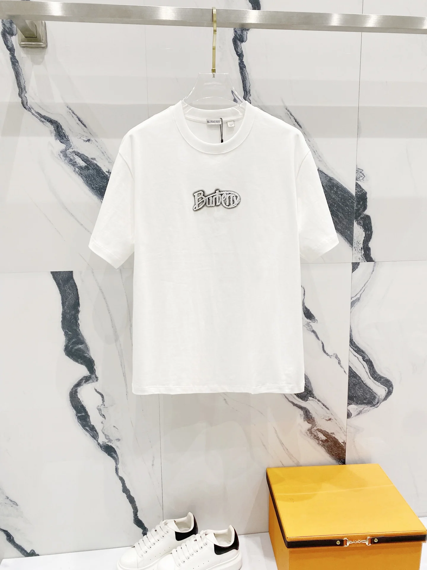 Burberry White 320g Inkjet Toothbrush Embroidery Letter T-Shirt