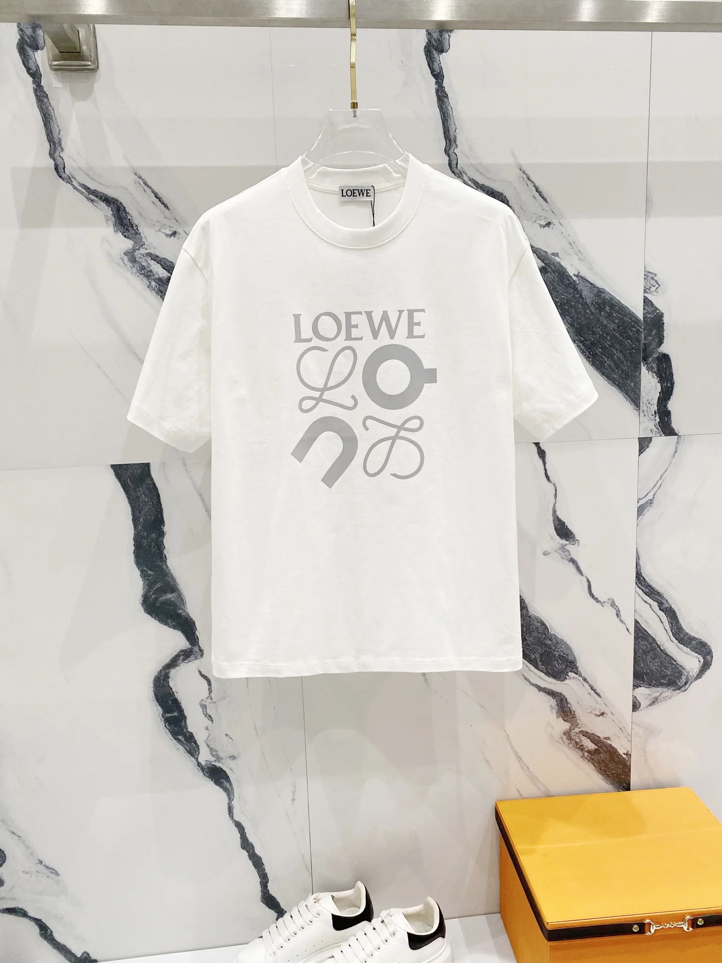 Loewe White Letter Logo Print Runway Style T-Shirt