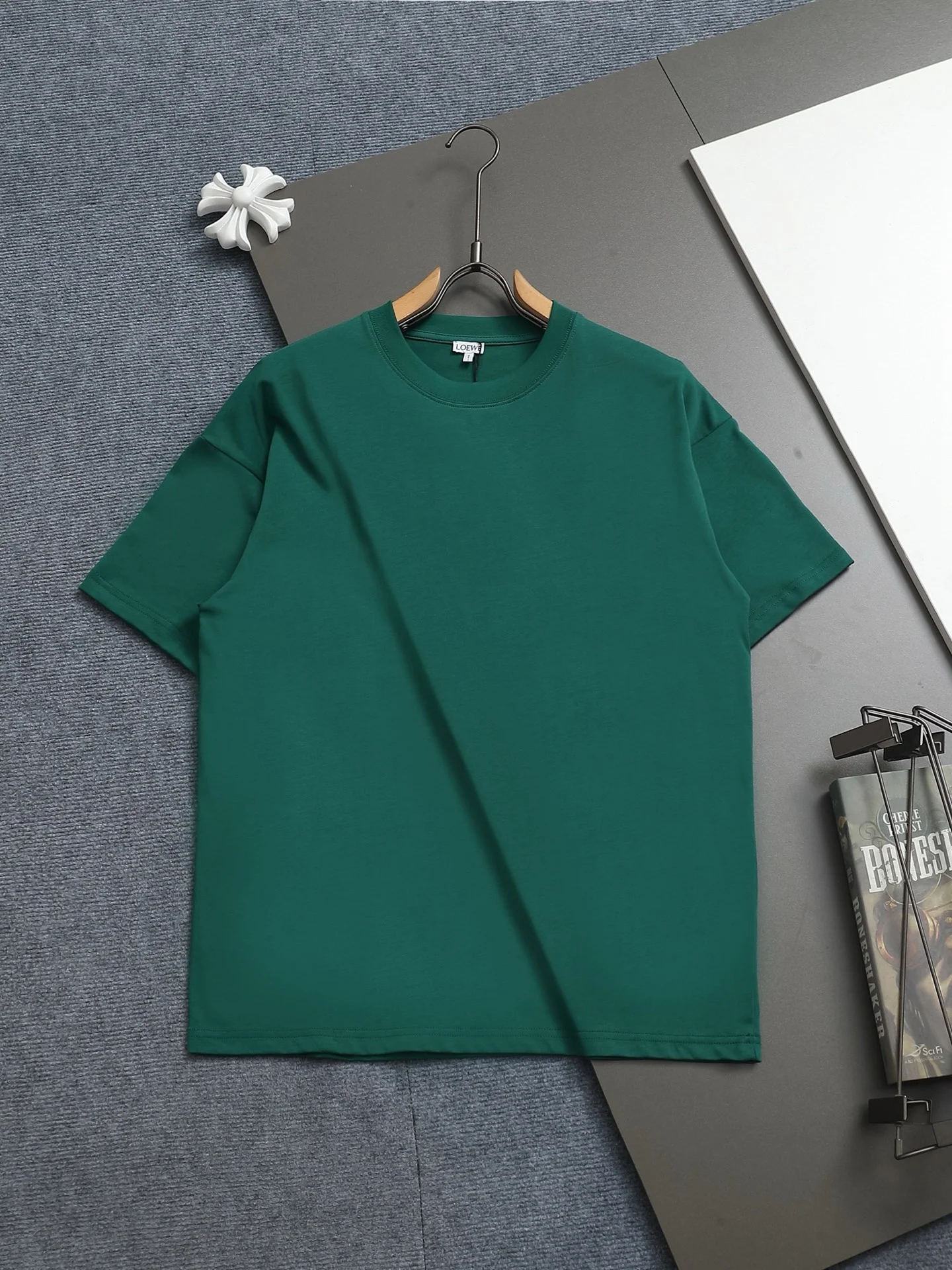 Loewe 25SS Green Classic Logo Burned-Cut Oversized T-Shirt