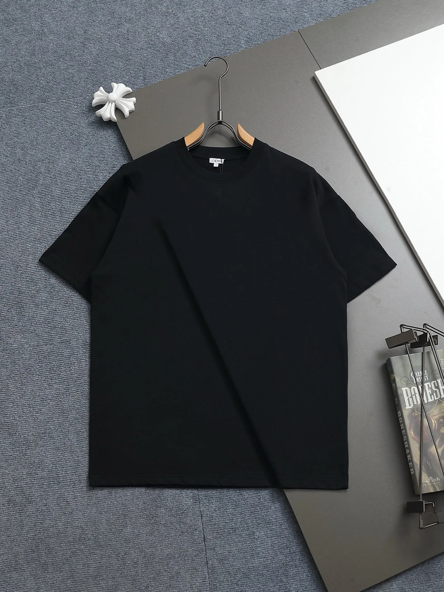 Loewe 25SS Black Classic Logo Burned-Cut Oversized T-Shirt