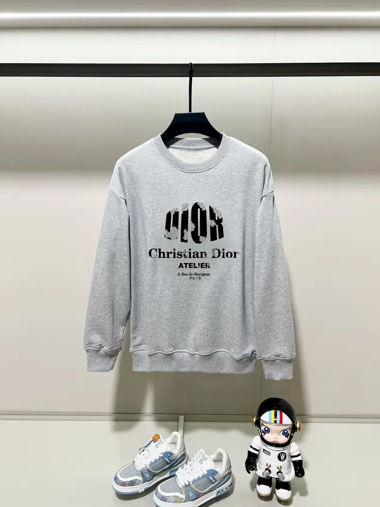 Dior 2025AW Gray Crew-Neck Sweatshirt with Precision Print