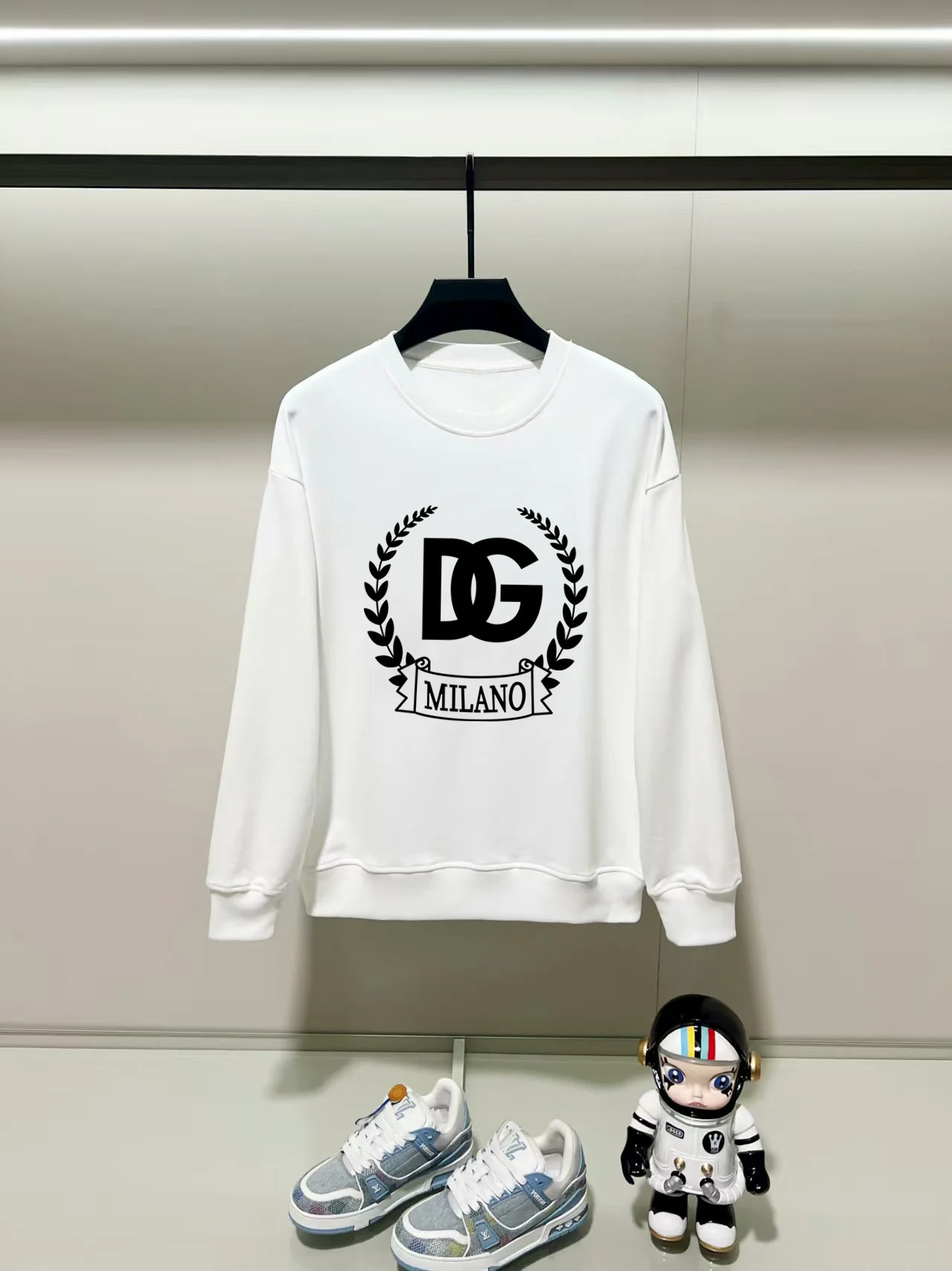 Dolce & Gabbana 2025AW White Crew-Neck Sweatshirt with Precision Printing