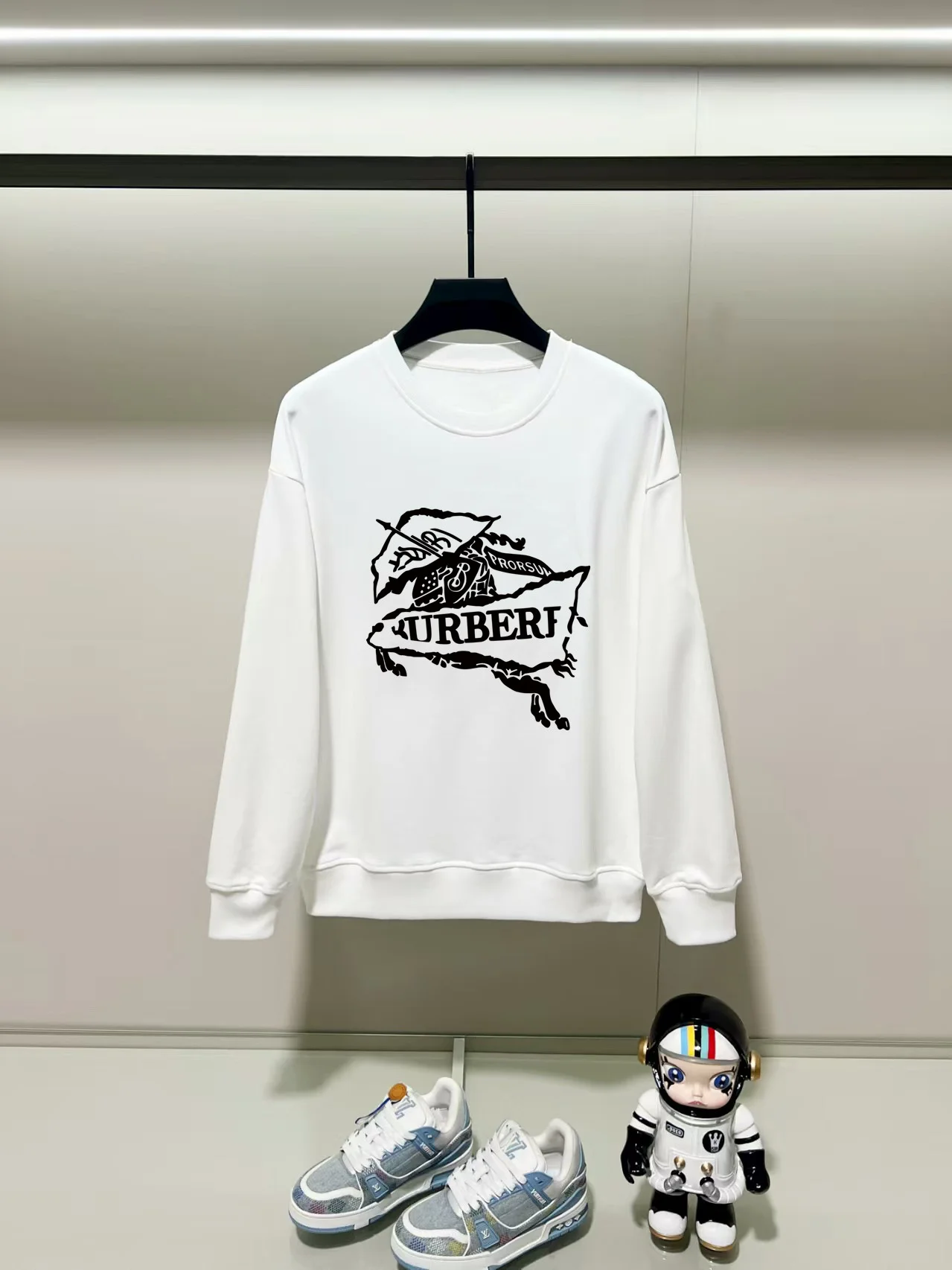 Burberry 2025AW White Crew Neck Sweatshirt with Precision Print