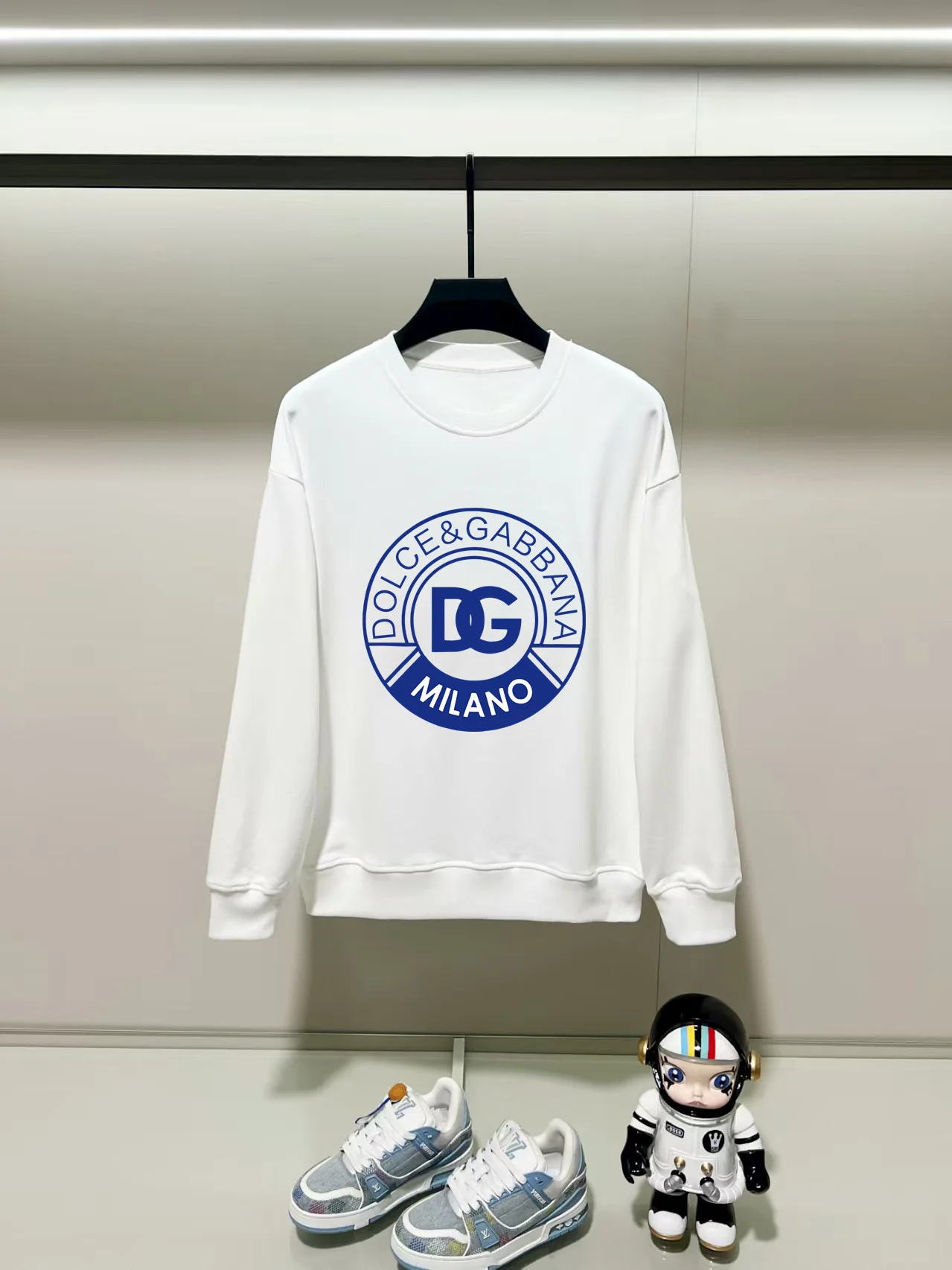 Dolce & Gabbana 2025AW White Crew-Neck Sweatshirt with Precision Printing
