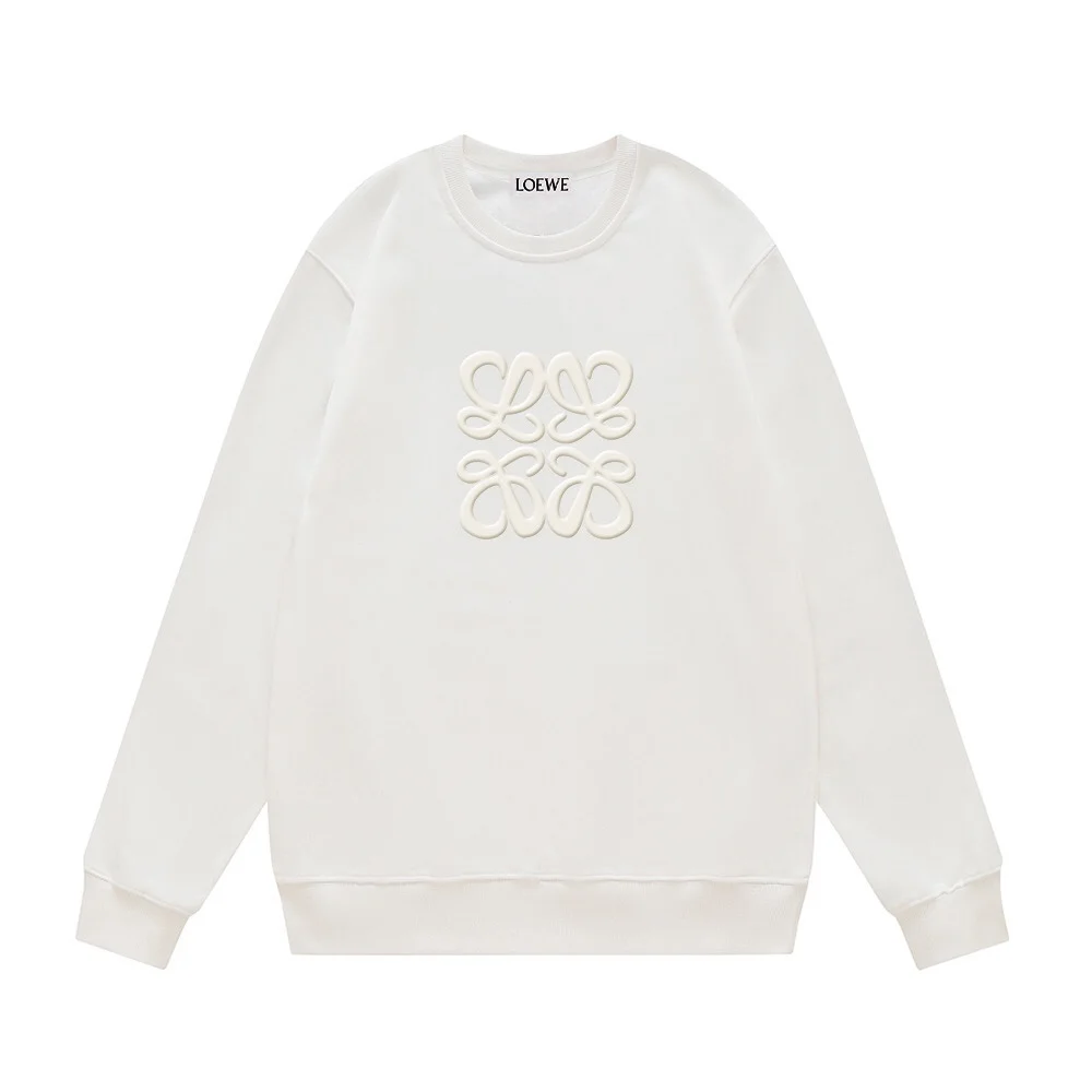 Loewe White Crew Neck Sweatshirt with Classic Logo Print