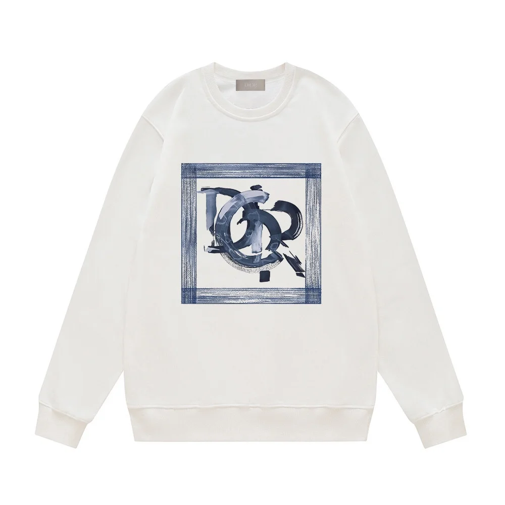 Dior White AW Crew Neck Sweatshirt with Logo Letter Print