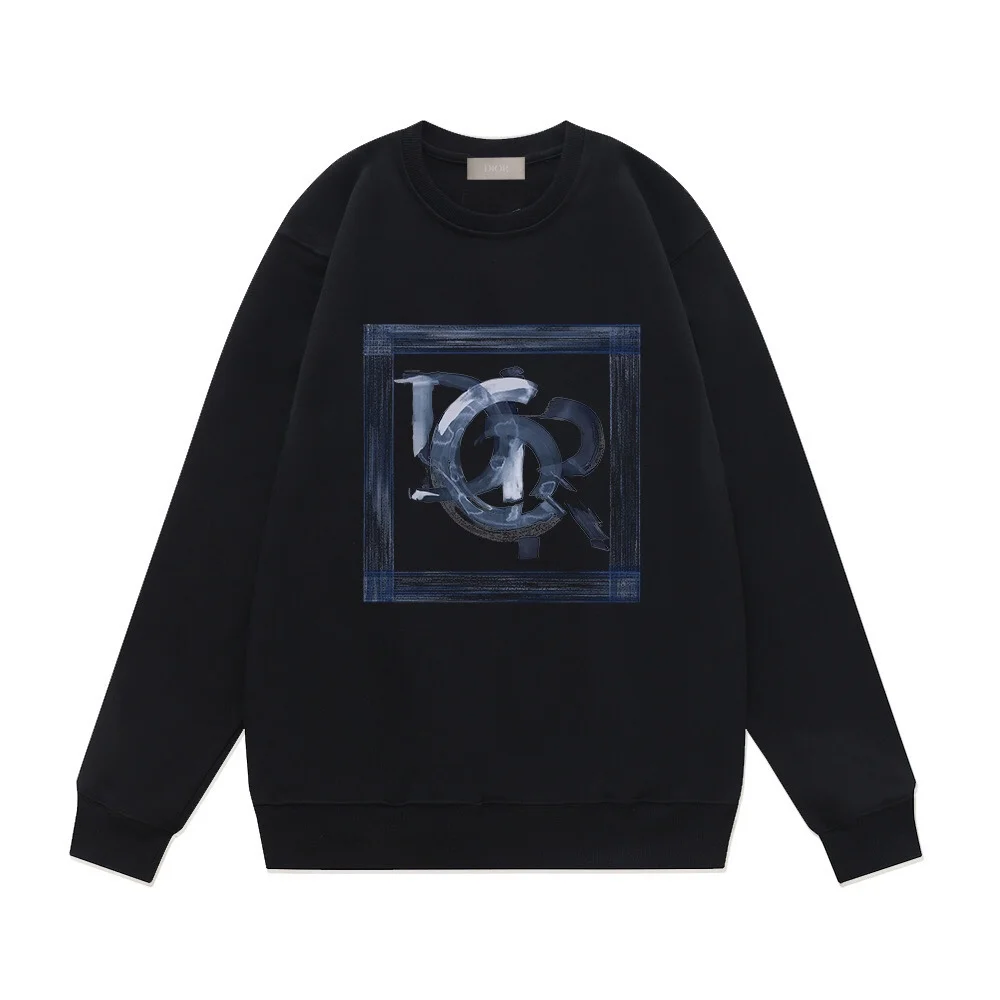 Dior Black AW Crew-Neck Sweatshirt with Dior Letter Logo Print