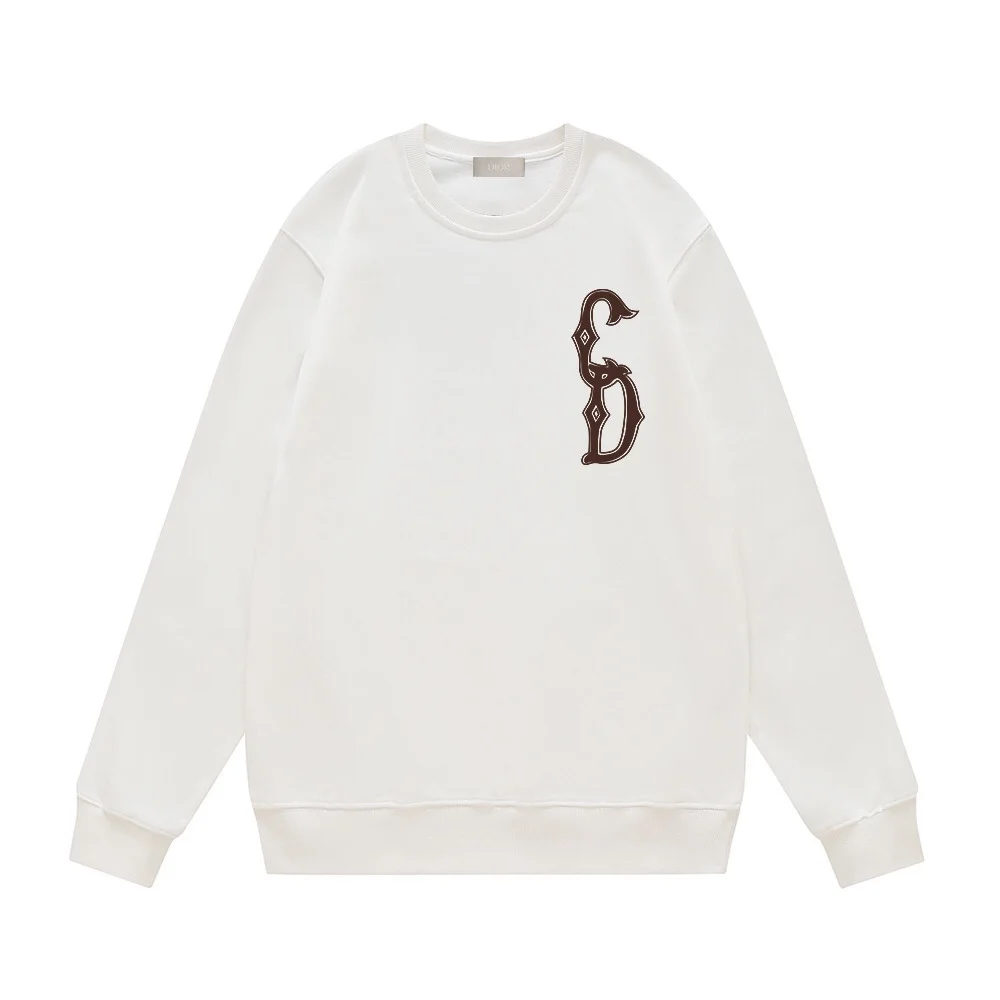 Dior P110FW25 AW White Crew Neck Sweatshirt with CD Logo Print