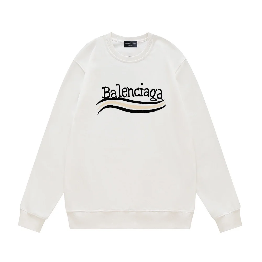 Balenciaga White AW Crew-Neck Sweatshirt with Cola Letter Logo