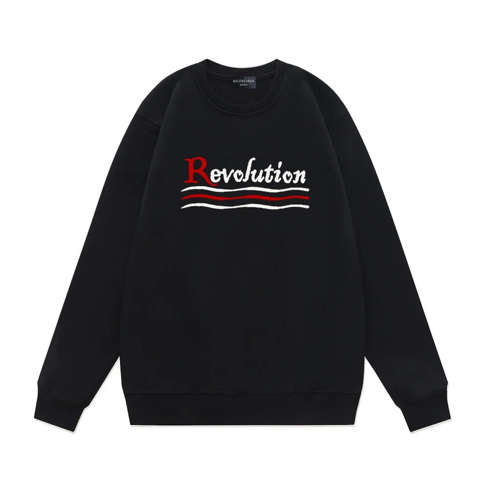 Balenciaga Black Crew Neck Revolution Printed Sweatshirt