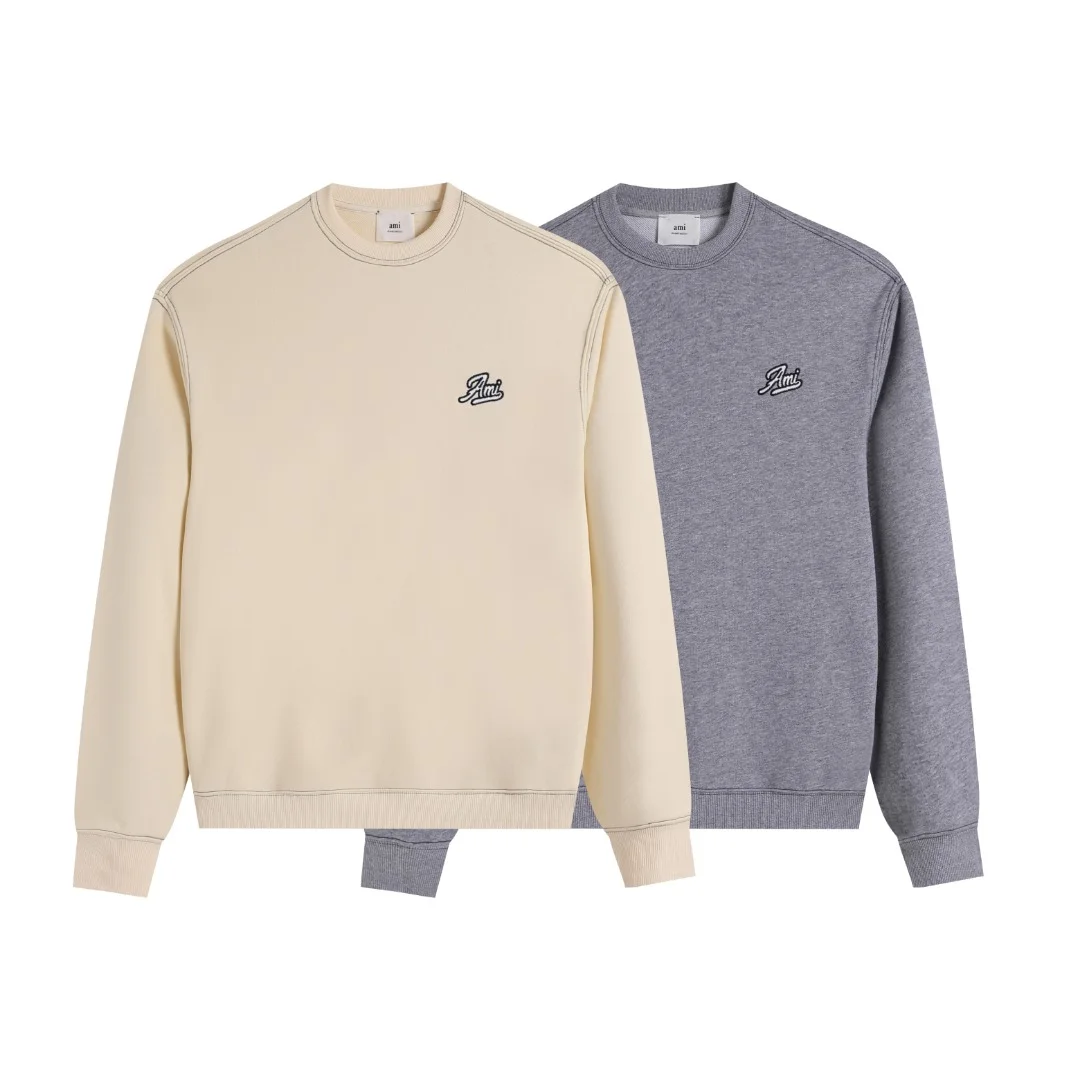 Ami AW New Beige/Gray Crew Neck Sweatshirt