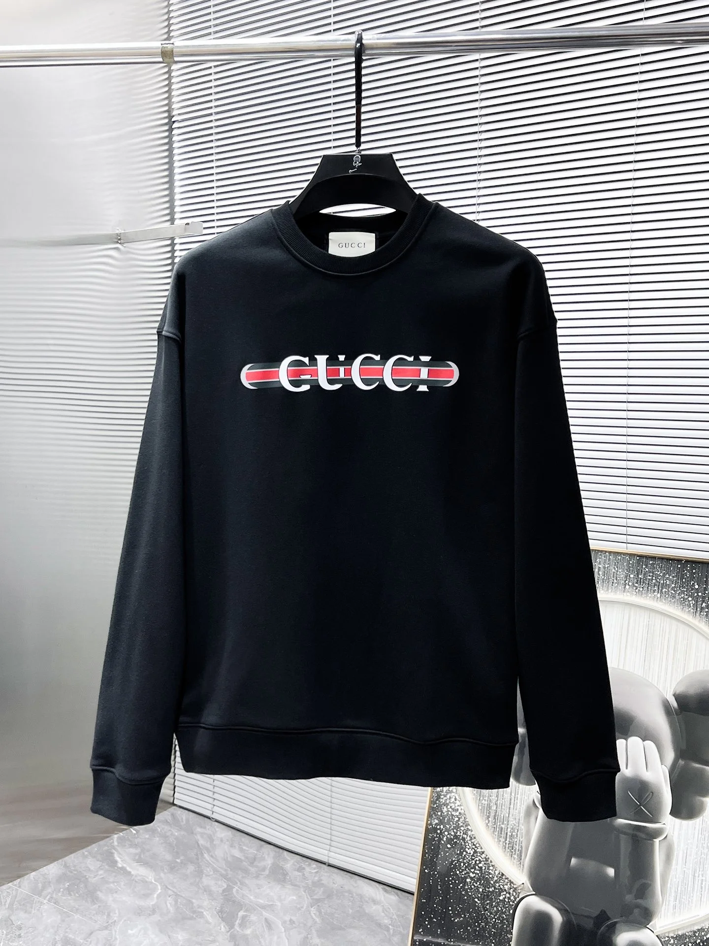 Gucci 2024SS Black Crew-Neck Long-Sleeve Sweatshirt