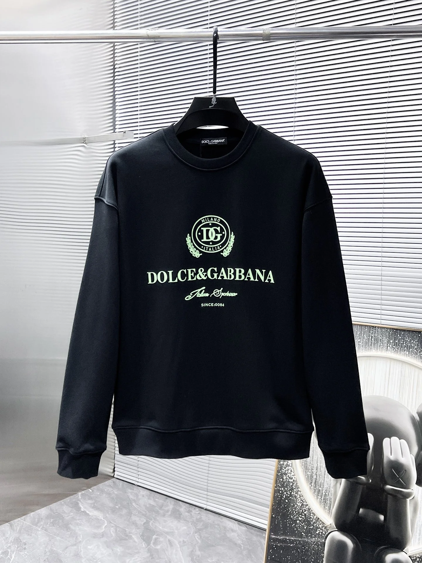 Dolce & Gabbana 2025SS Black Crew Neck Sweatshirt with Brand Logo