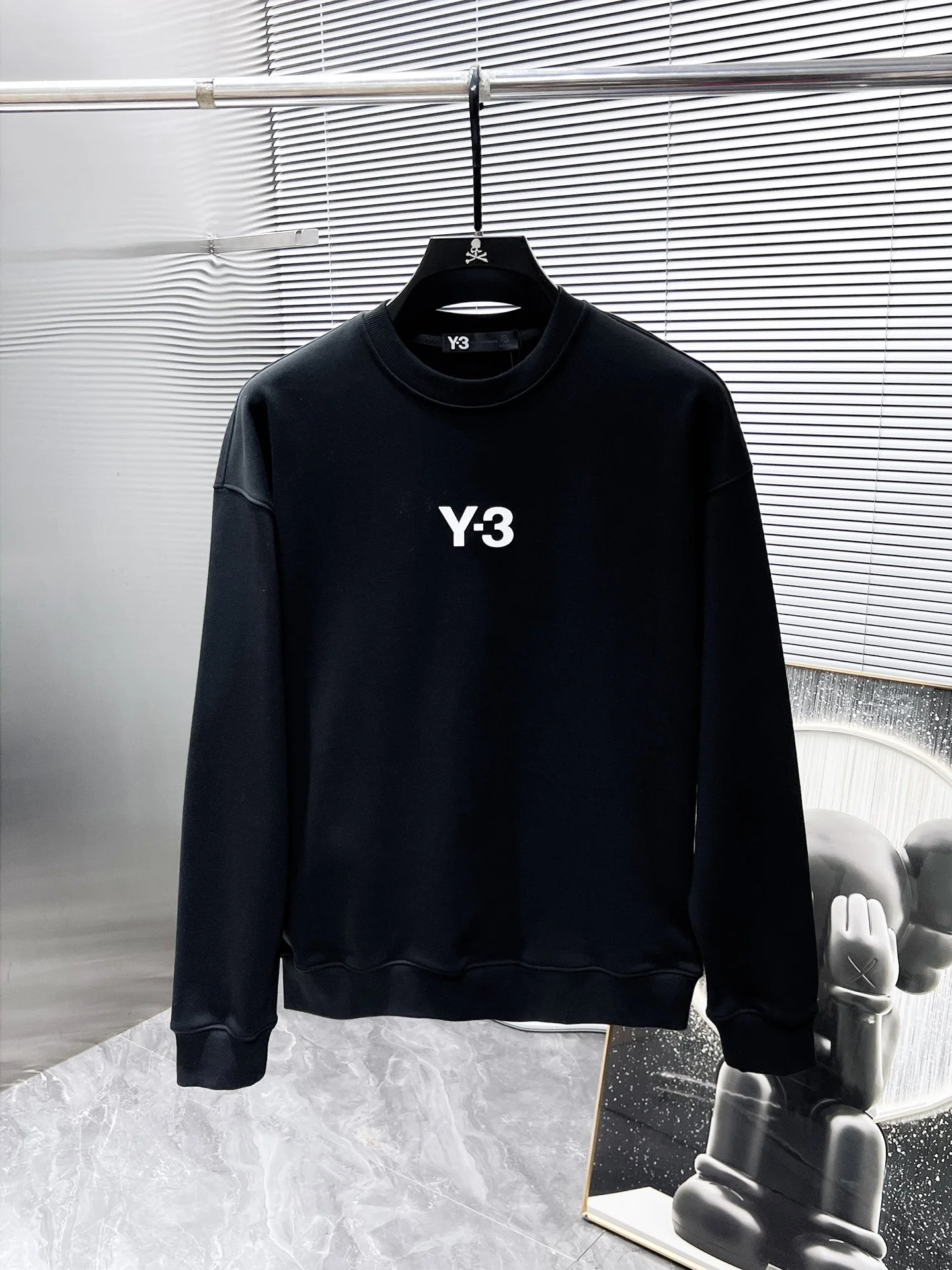 Y-3 2025SS Black Long Sleeve Crew Neck Sweatshirt