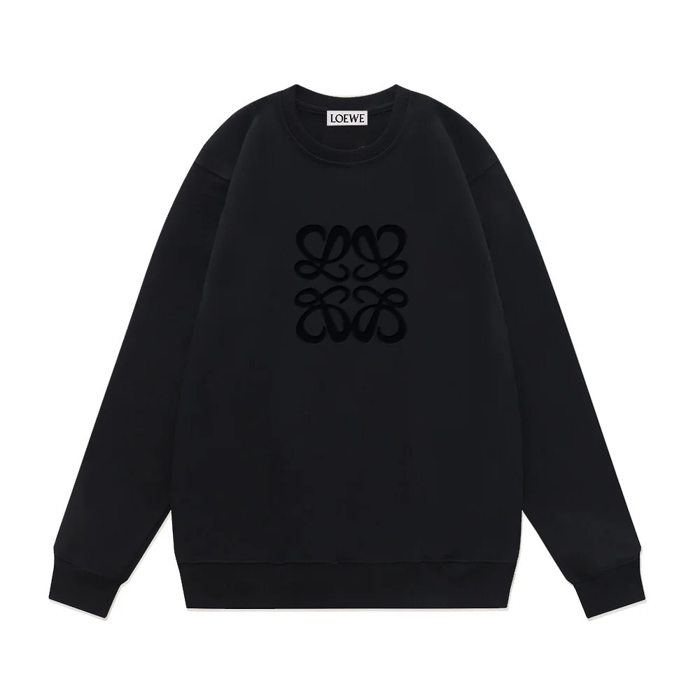 Loewe FW Black Crewneck Sweatshirt with Classic Logo Print