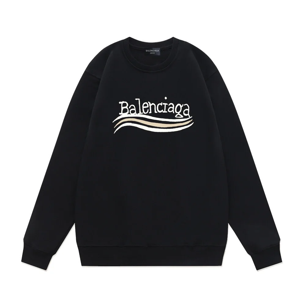 Balenciaga Black Crew Neck Sweatshirt with Cola Letter Logo