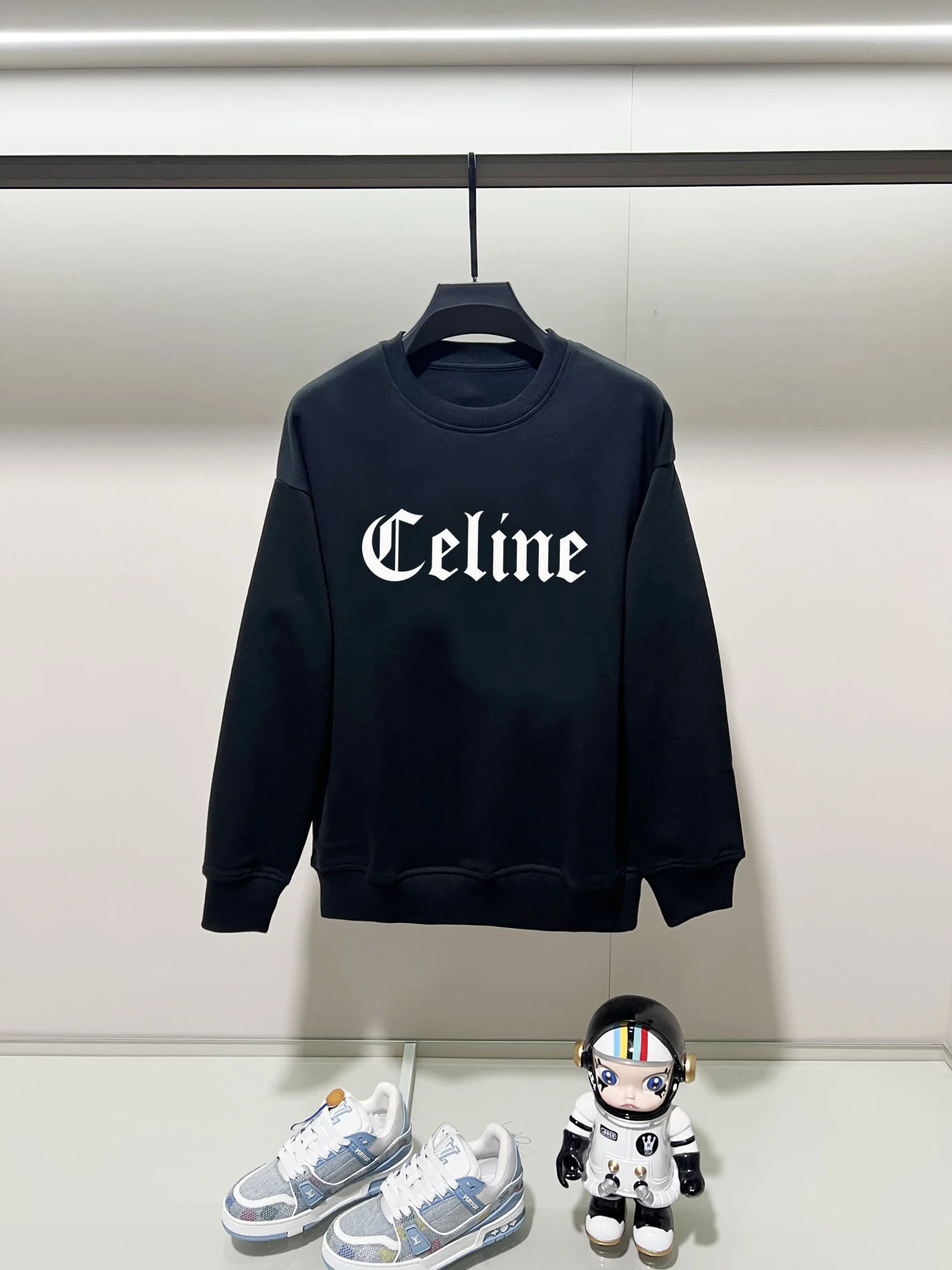 Celine 2025AW Black Crewneck Sweatshirt with Precision Printing
