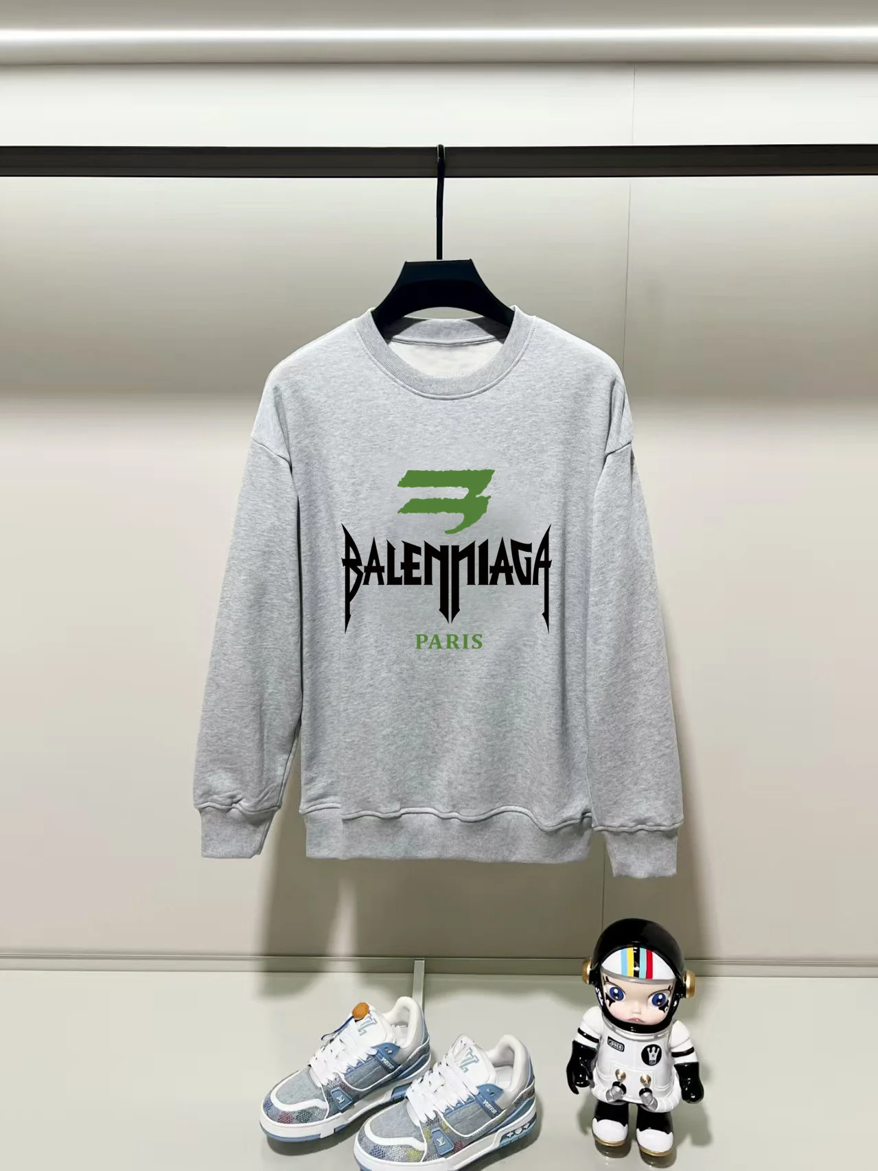 Balenciaga 2025AW Gray Crew-Neck Sweatshirt with Heavy-Weight Cotton