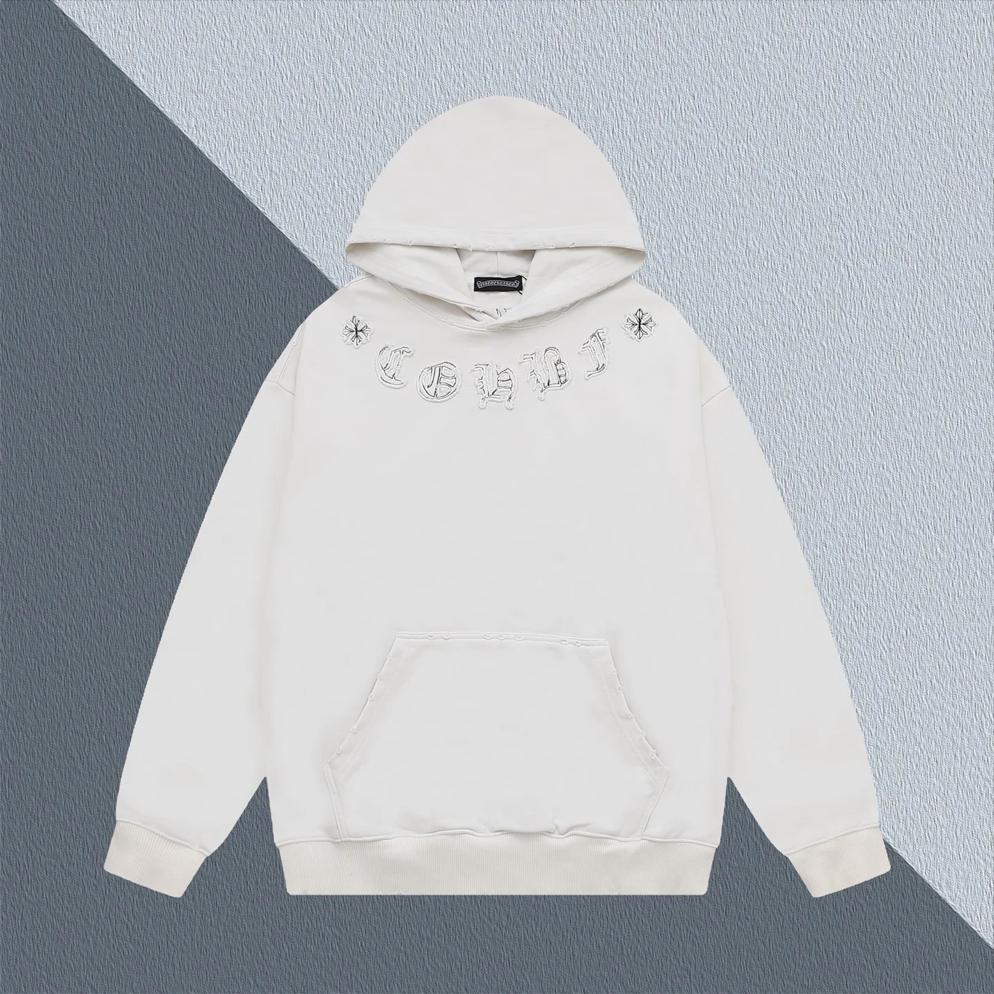 Chrome Hearts White Washed Denim Embroidered Logo Hoodie