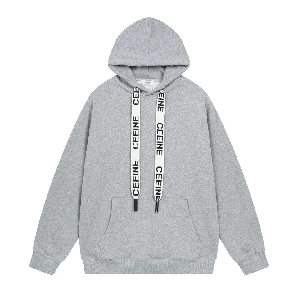 Celine 2022 FW Gray Chain Blason Printed Oversized Hoodie