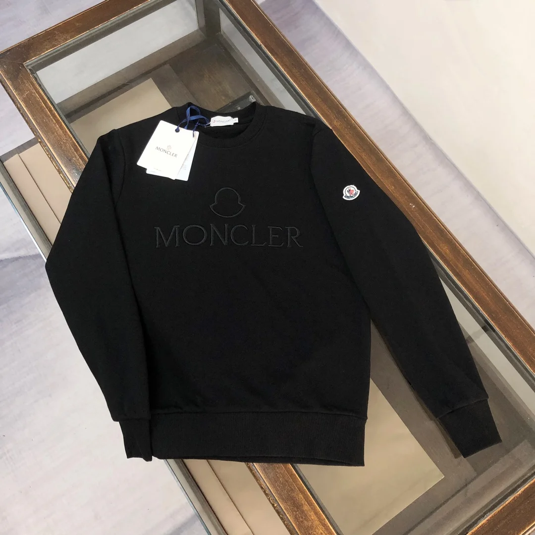 Moncler Black Embroidered Crewneck Sweatshirt