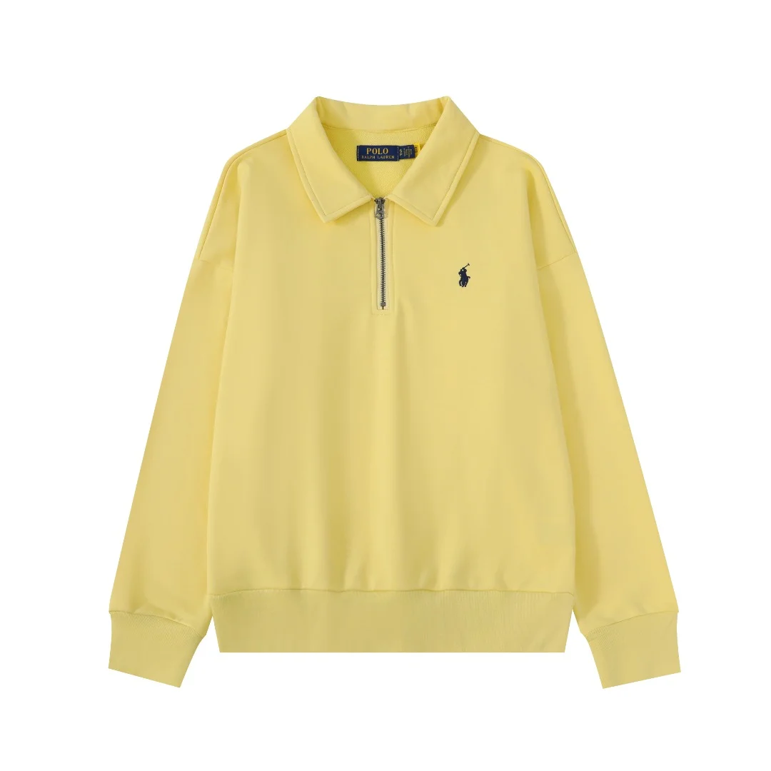 Ralph Lauren Yellow Half-Zip Polo Sweatshirt with Pony Logo