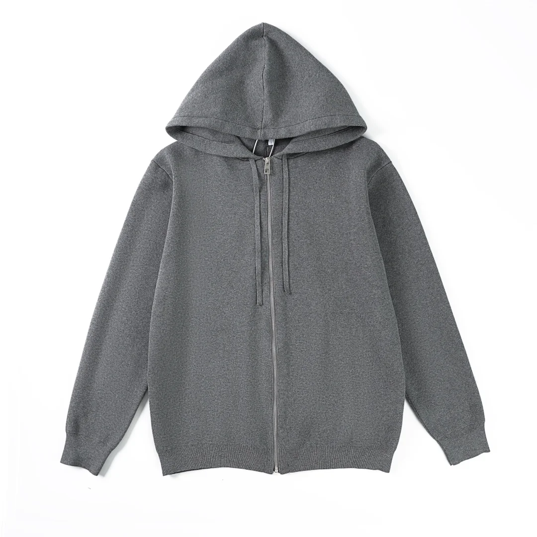 Loewe Gray Zip-Up Hoodie with Rabbit Hair Yarn & Anagram Emboss