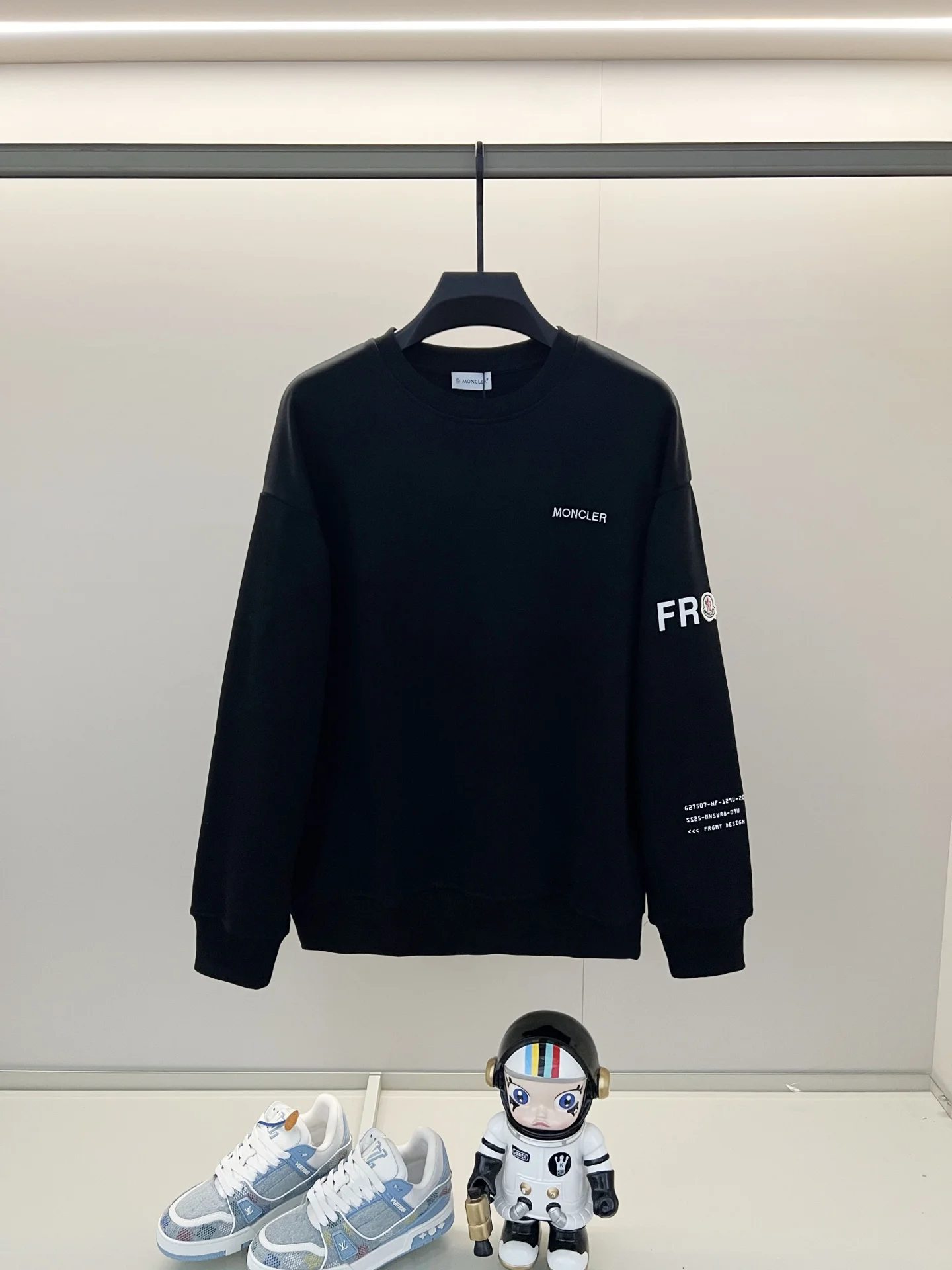 Moncler Black Crewneck Sweatshirt with Front/Back Logo