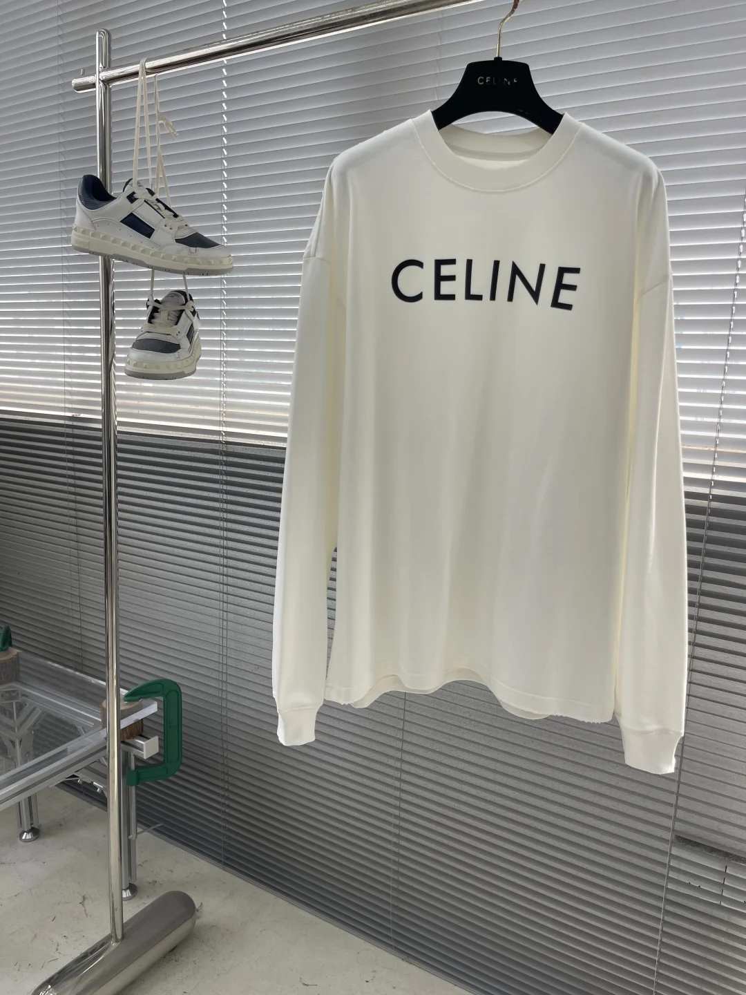 Celine White Early Autumn Sweatshirt with Press-Glued Letters