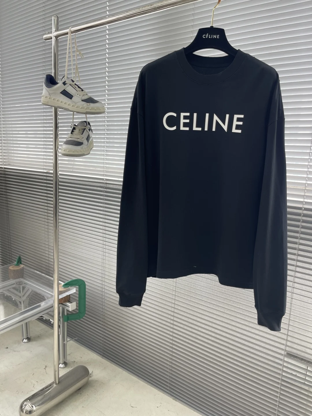 Celine Black Early Autumn Sweatshirt with Embossed Letters